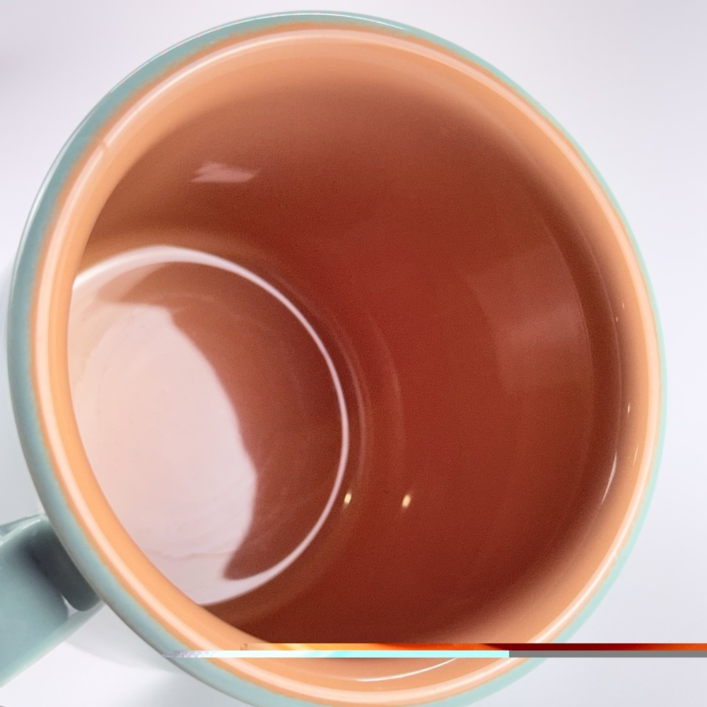 Italian Pagnossin Coffee Mug Turquoise/Teal Terracotta/salmon Tea Cup‎ - Picture 3 of 7